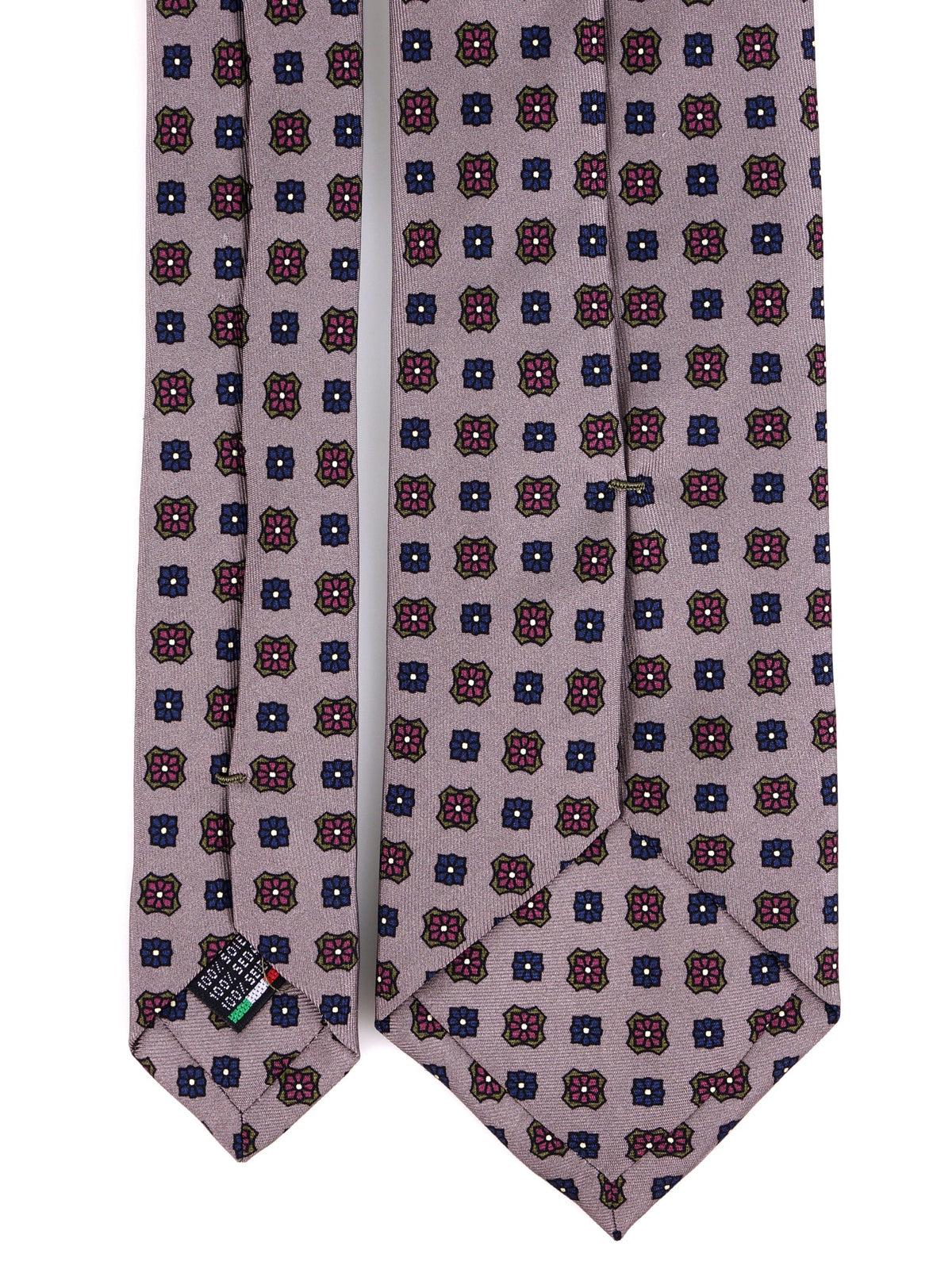 SIENA grey 3-fold printed silk tie