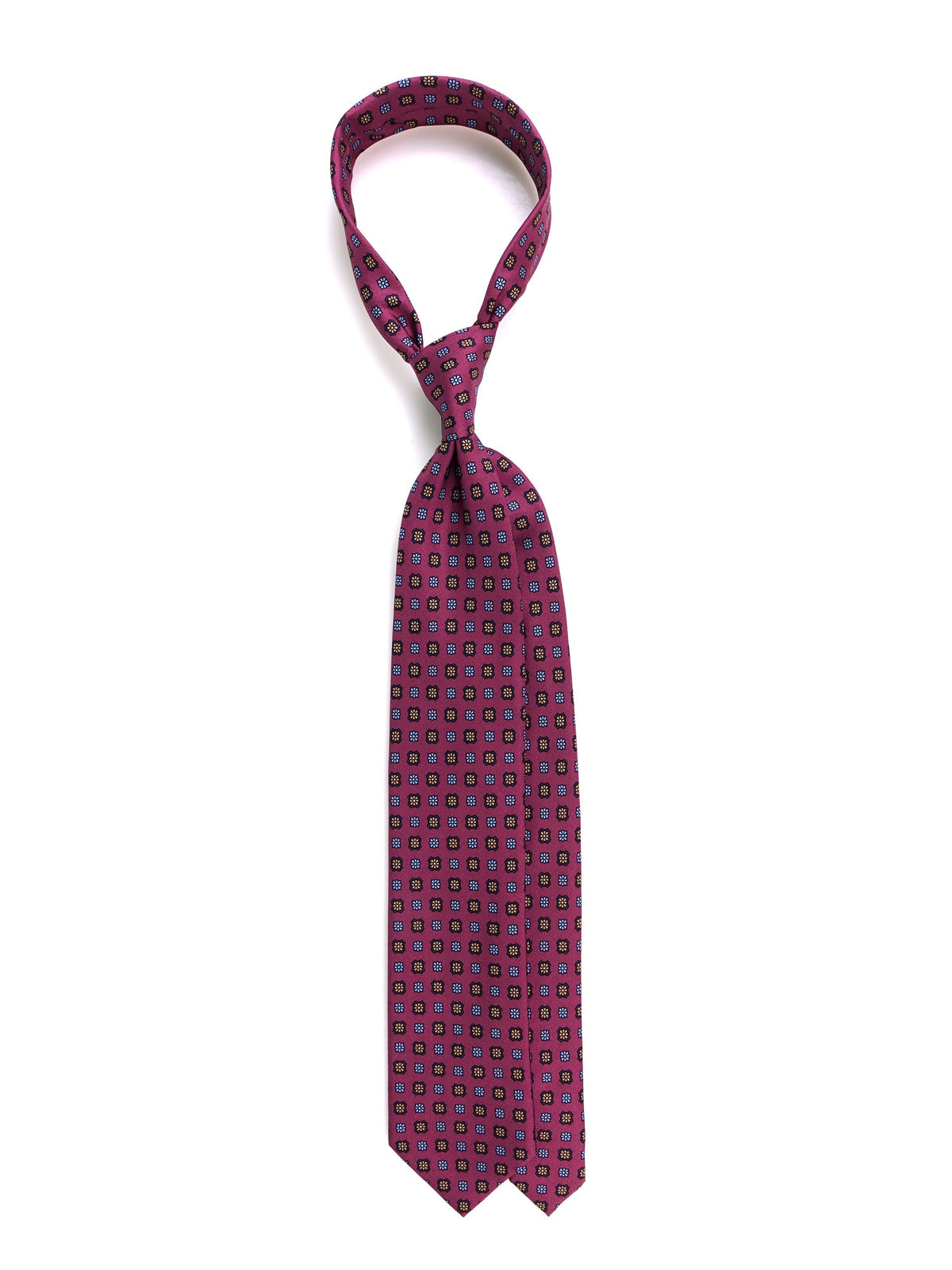 3-fold burgundy SIENA tie in printed silk