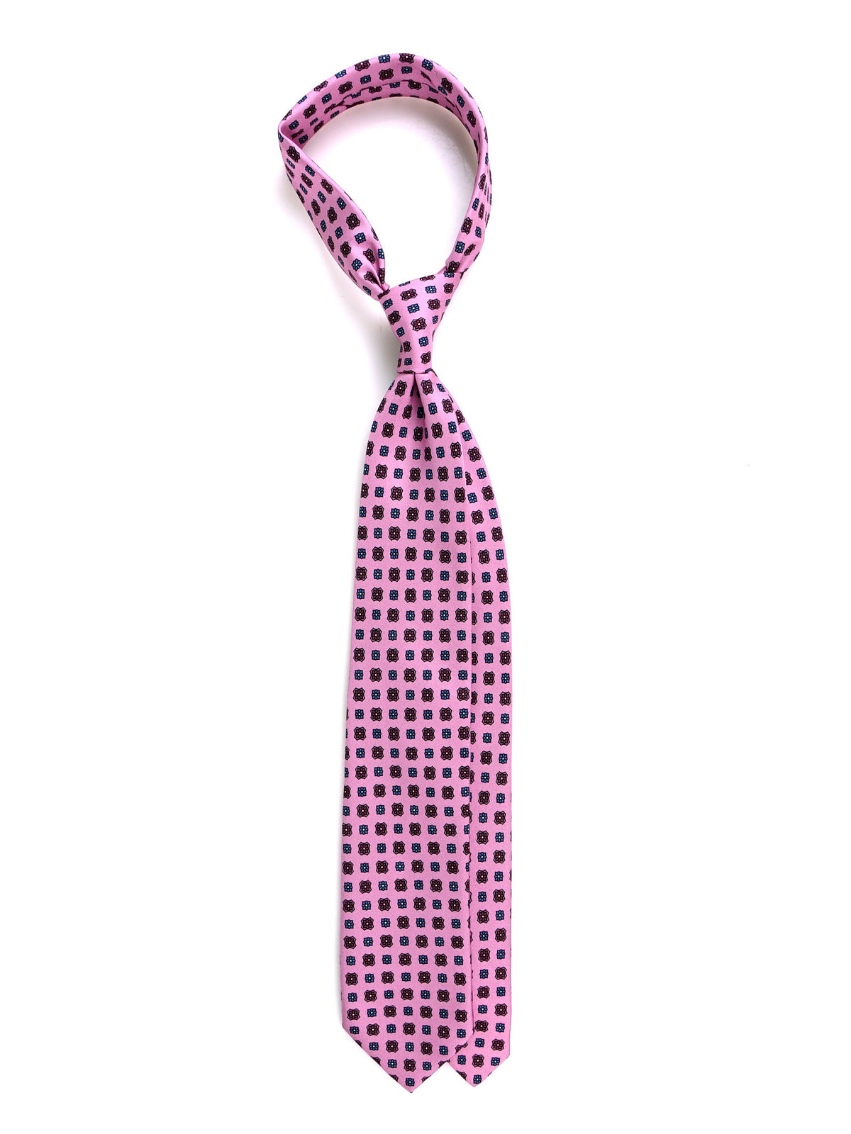 SIENA pink 3-fold tie in printed silk