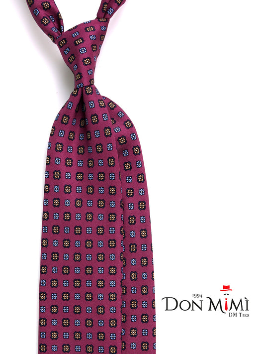 3-fold burgundy SIENA tie in printed silk