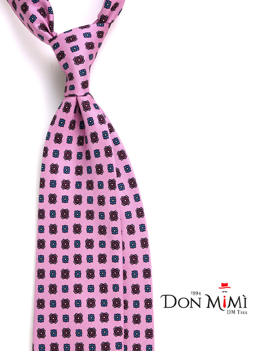 SIENA pink 3-fold tie in printed silk