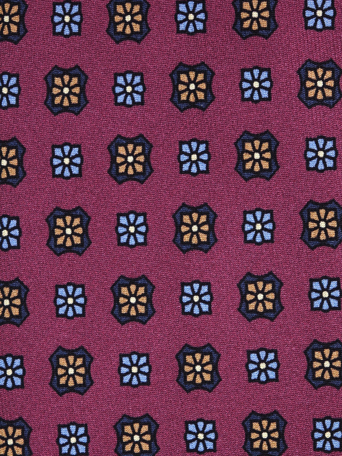 3-fold burgundy SIENA tie in printed silk
