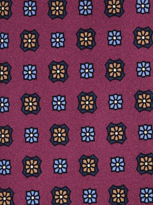 3-fold burgundy SIENA tie in printed silk