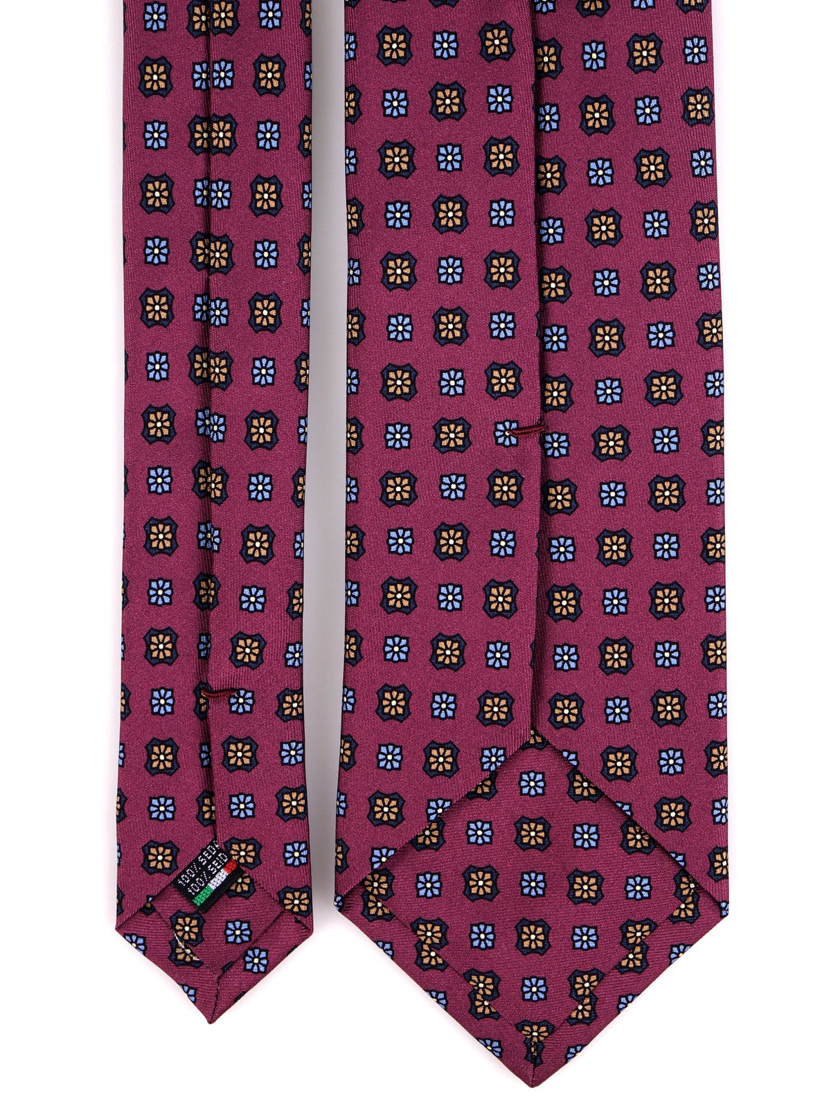 3-fold burgundy SIENA tie in printed silk