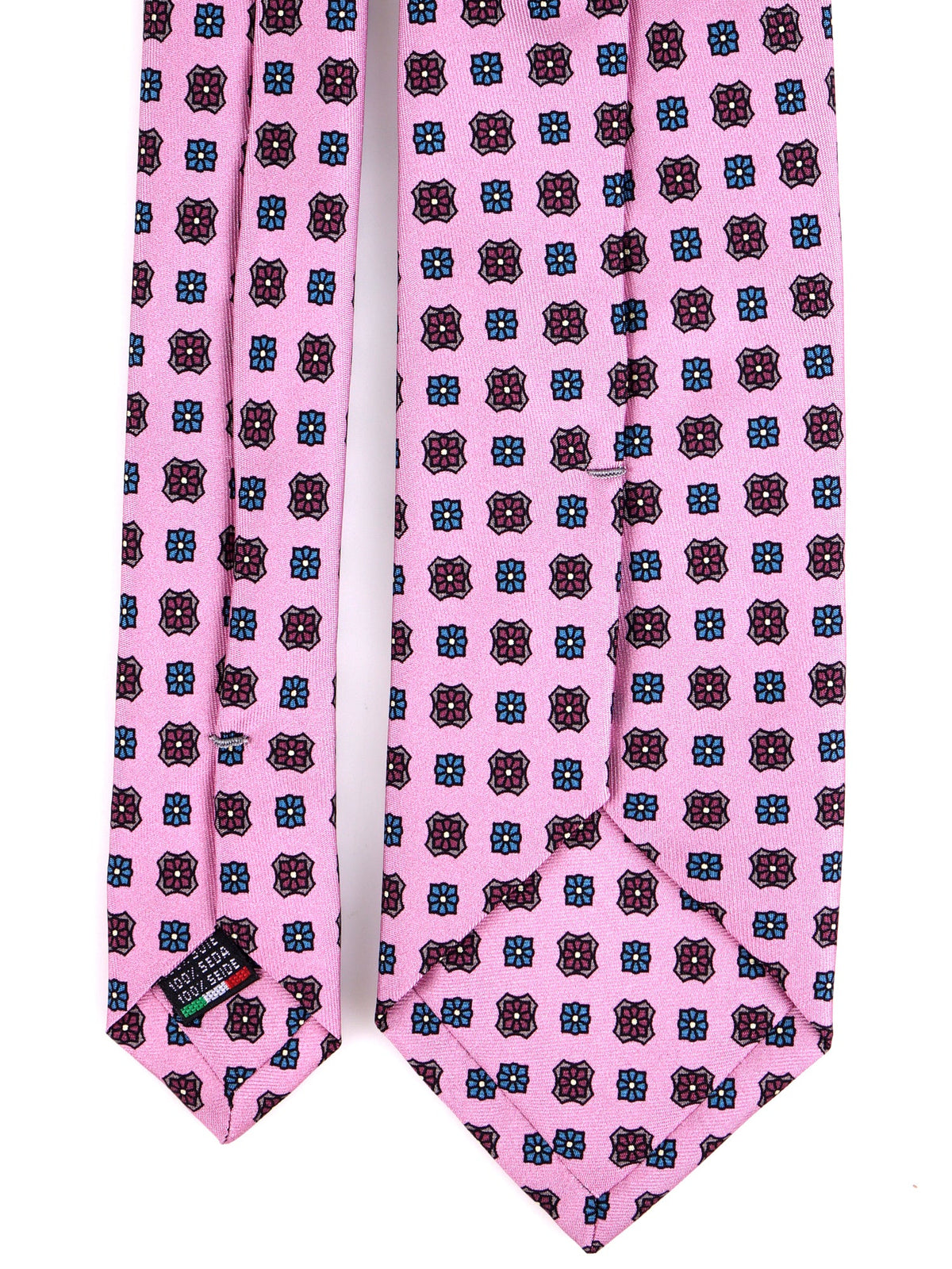 SIENA pink 3-fold tie in printed silk