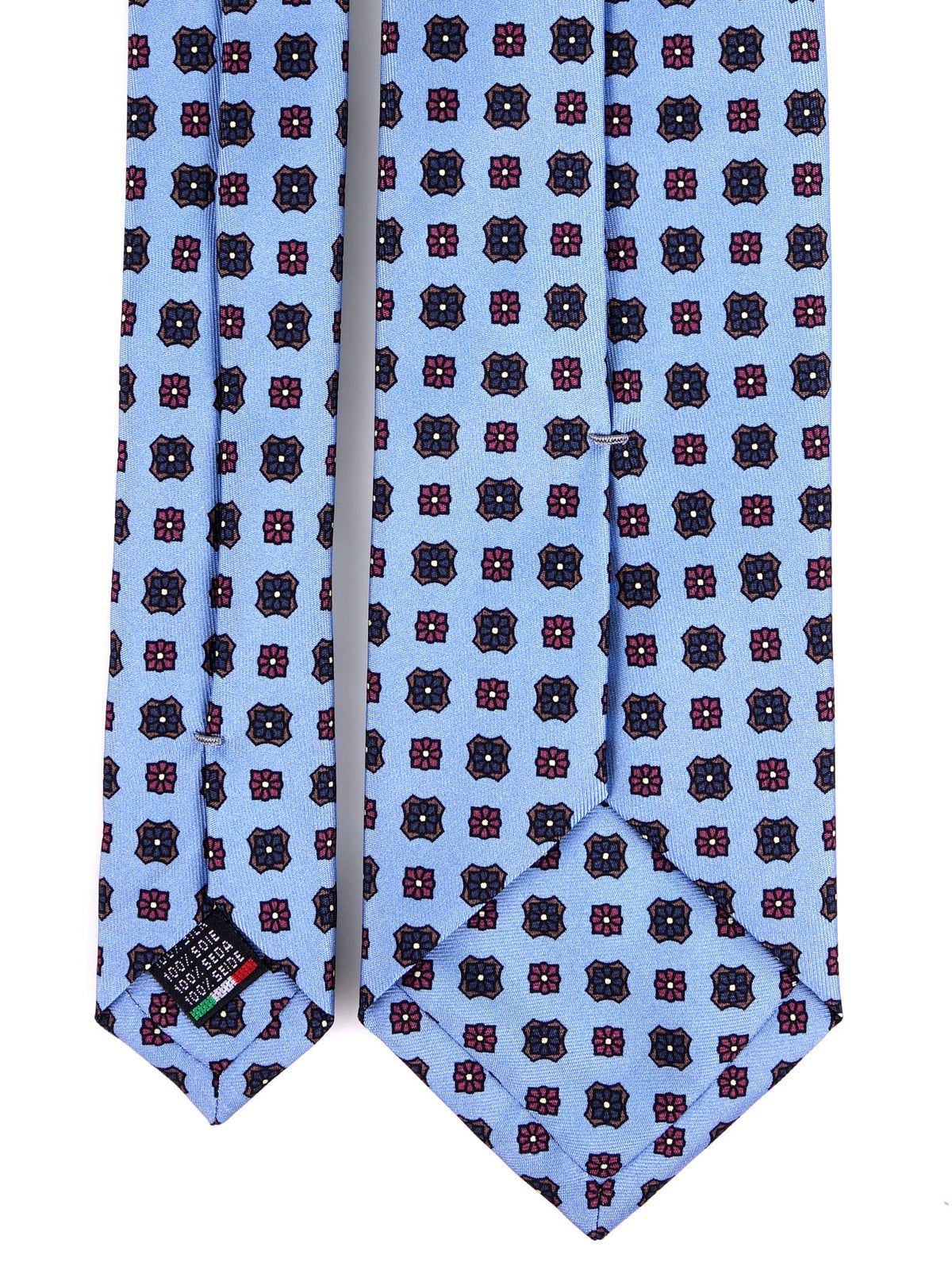 Light Blue SIENA 3-Fold Tie in Printed Silk
