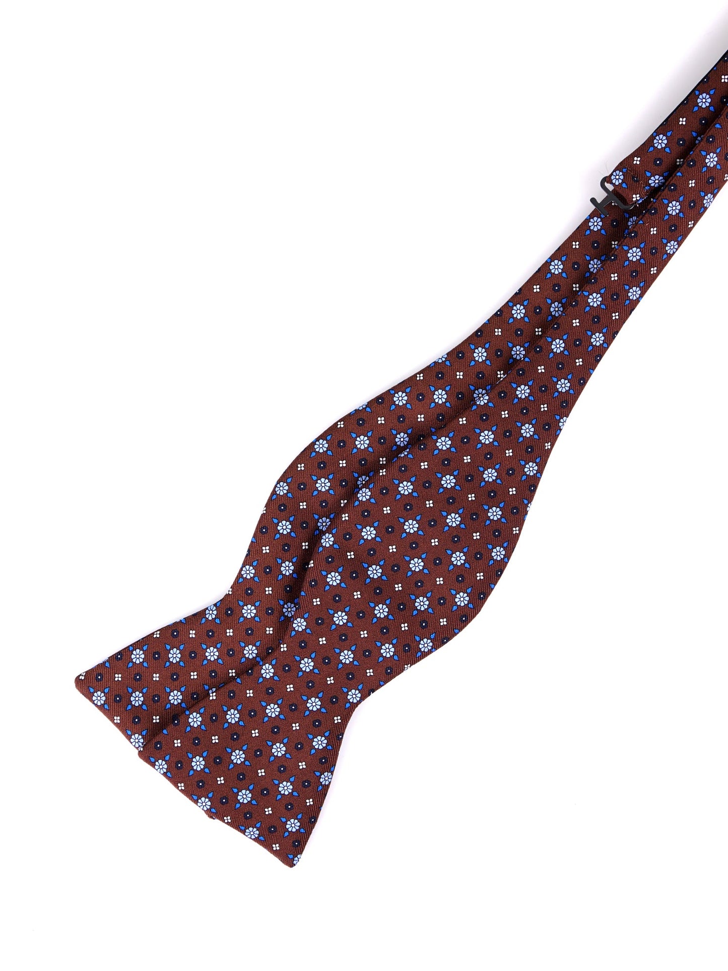 SIMONE brown printed English silk self-tie bow tie