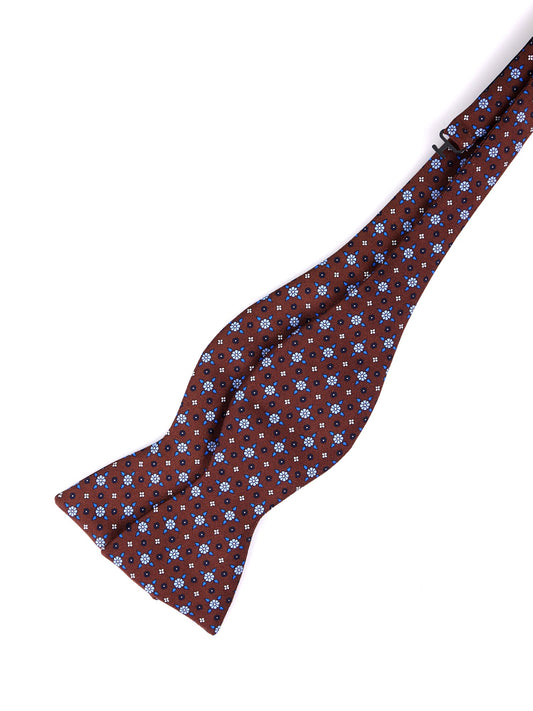 SIMONE brown printed English silk self-tie bow tie