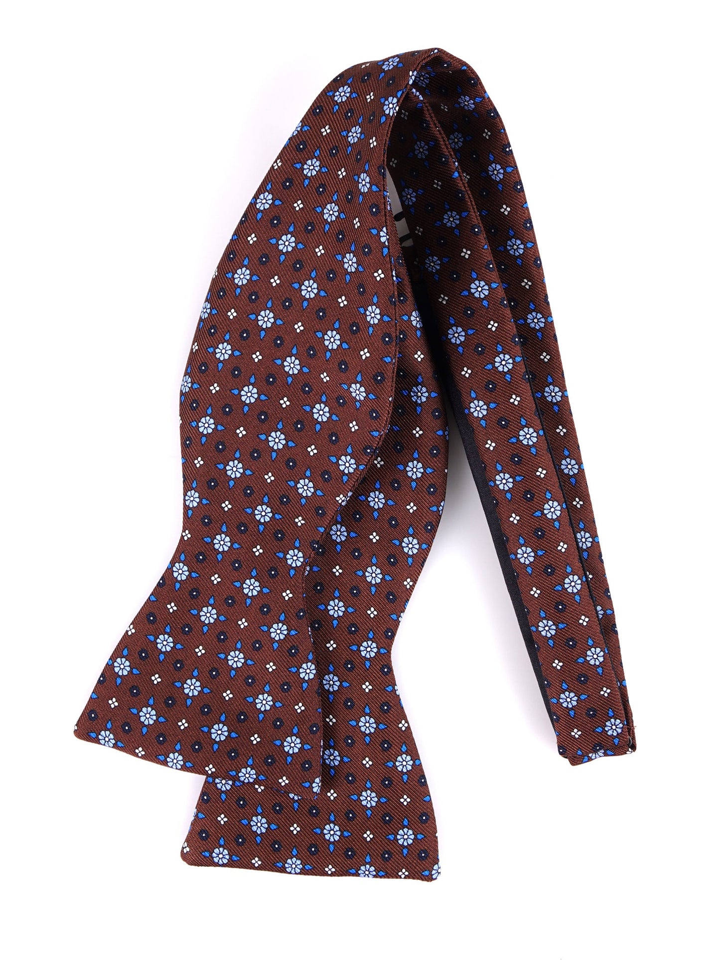 SIMONE brown printed English silk self-tie bow tie