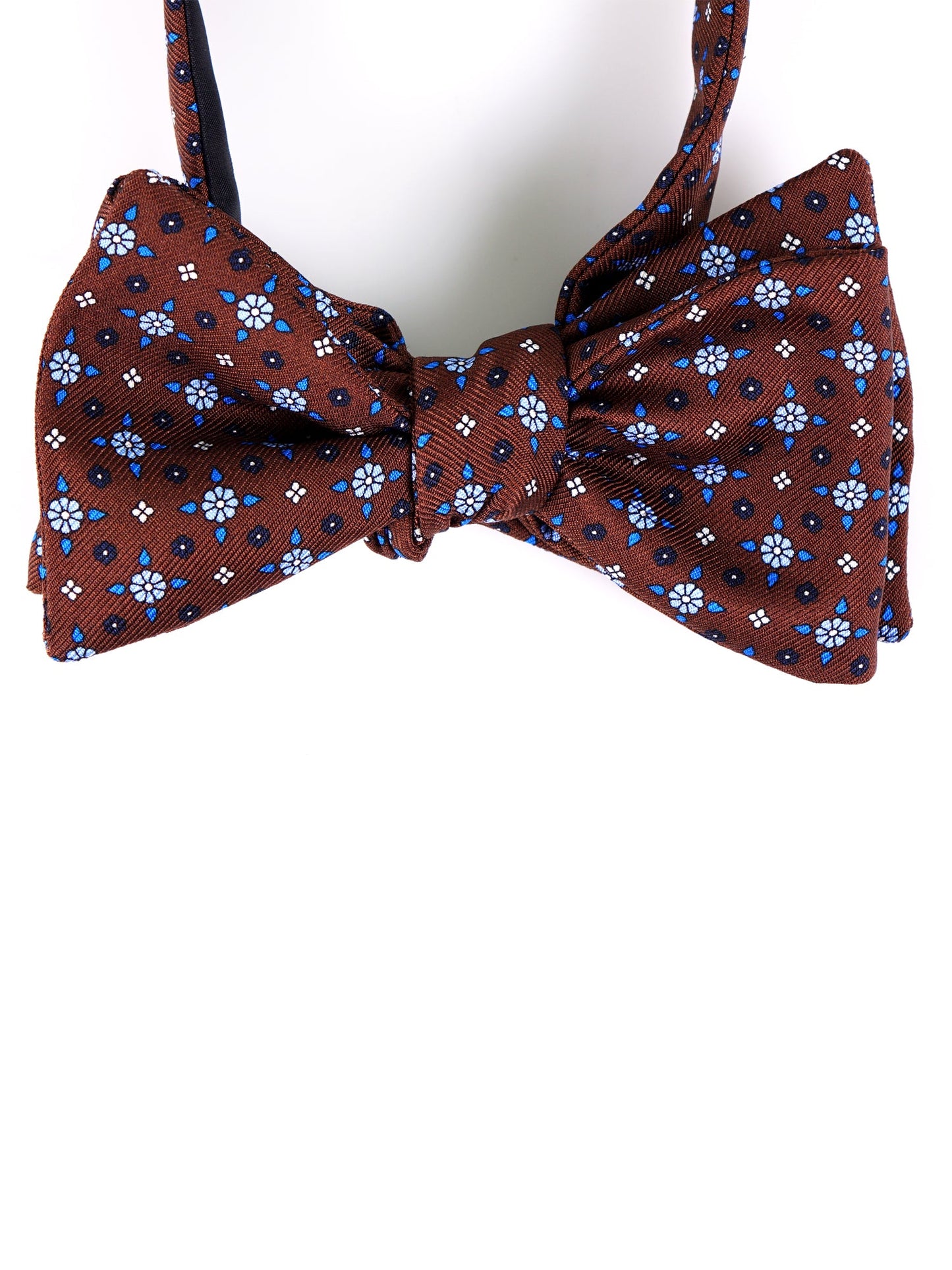 SIMONE brown printed English silk self-tie bow tie