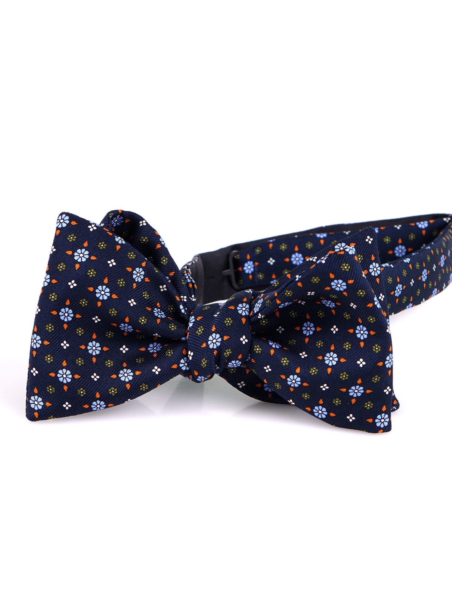 SIMONE dark blue printed English silk self-tie bow tie