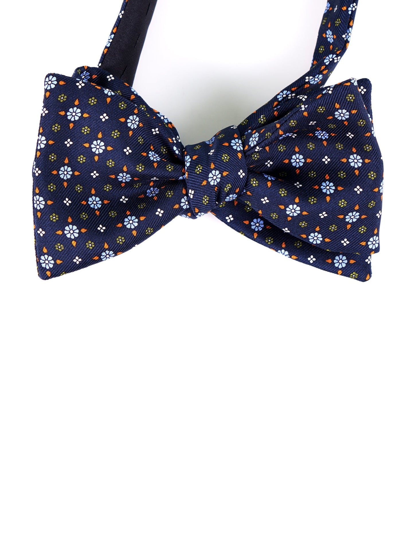 SIMONE dark blue printed English silk self-tie bow tie