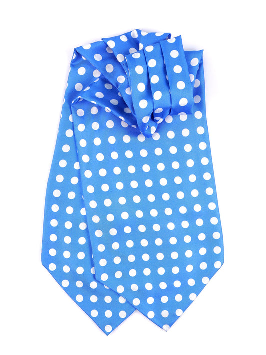Light blue double-pointed silk twill ascot SKYRON