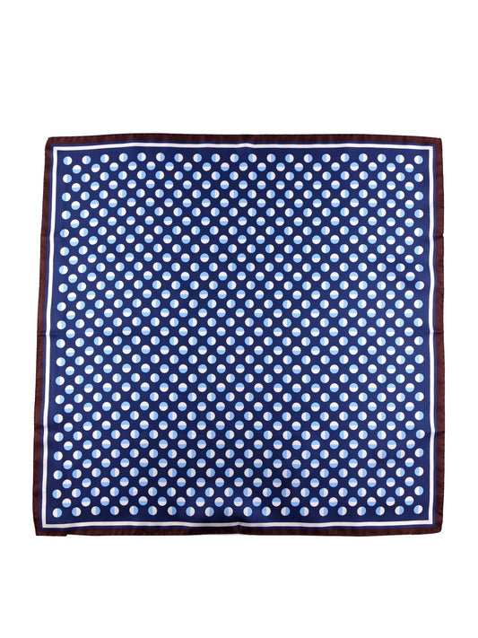 Men's foulard with blue and brown polka dots in printed silk SMEAGOL