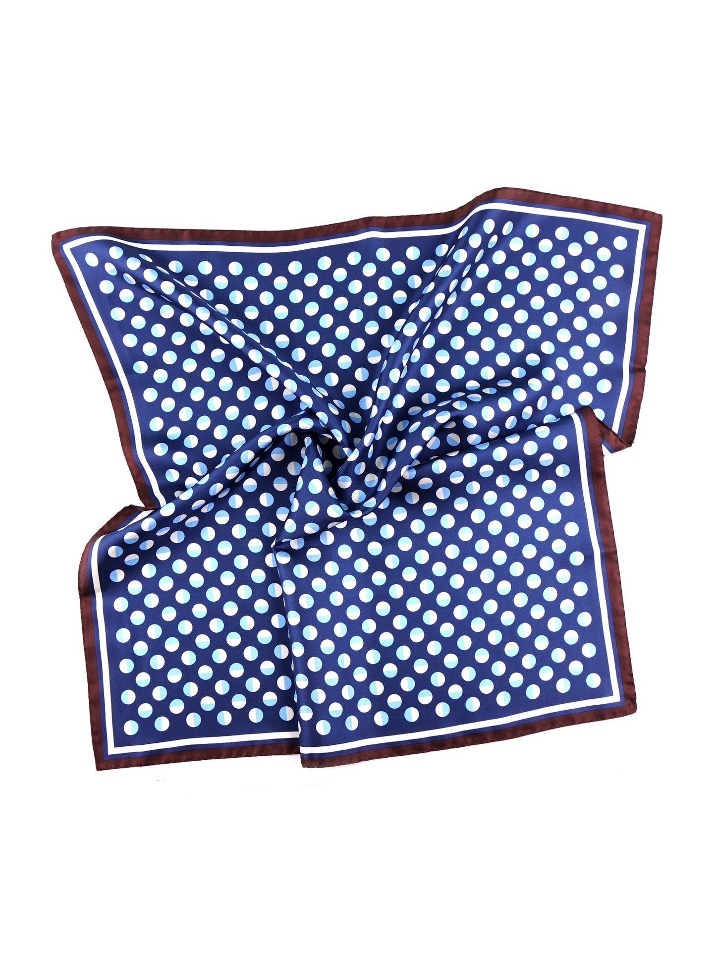 Men's foulard with blue and brown polka dots in printed silk SMEAGOL