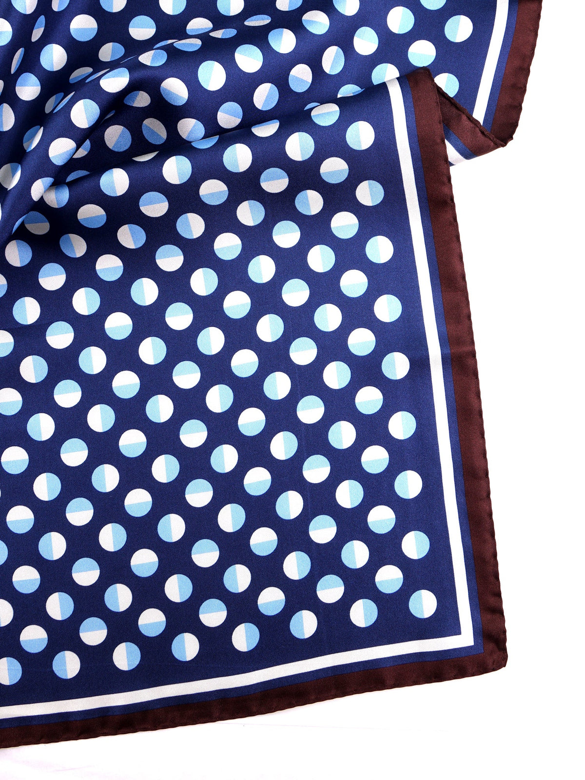 Men's foulard with blue and brown polka dots in printed silk SMEAGOL