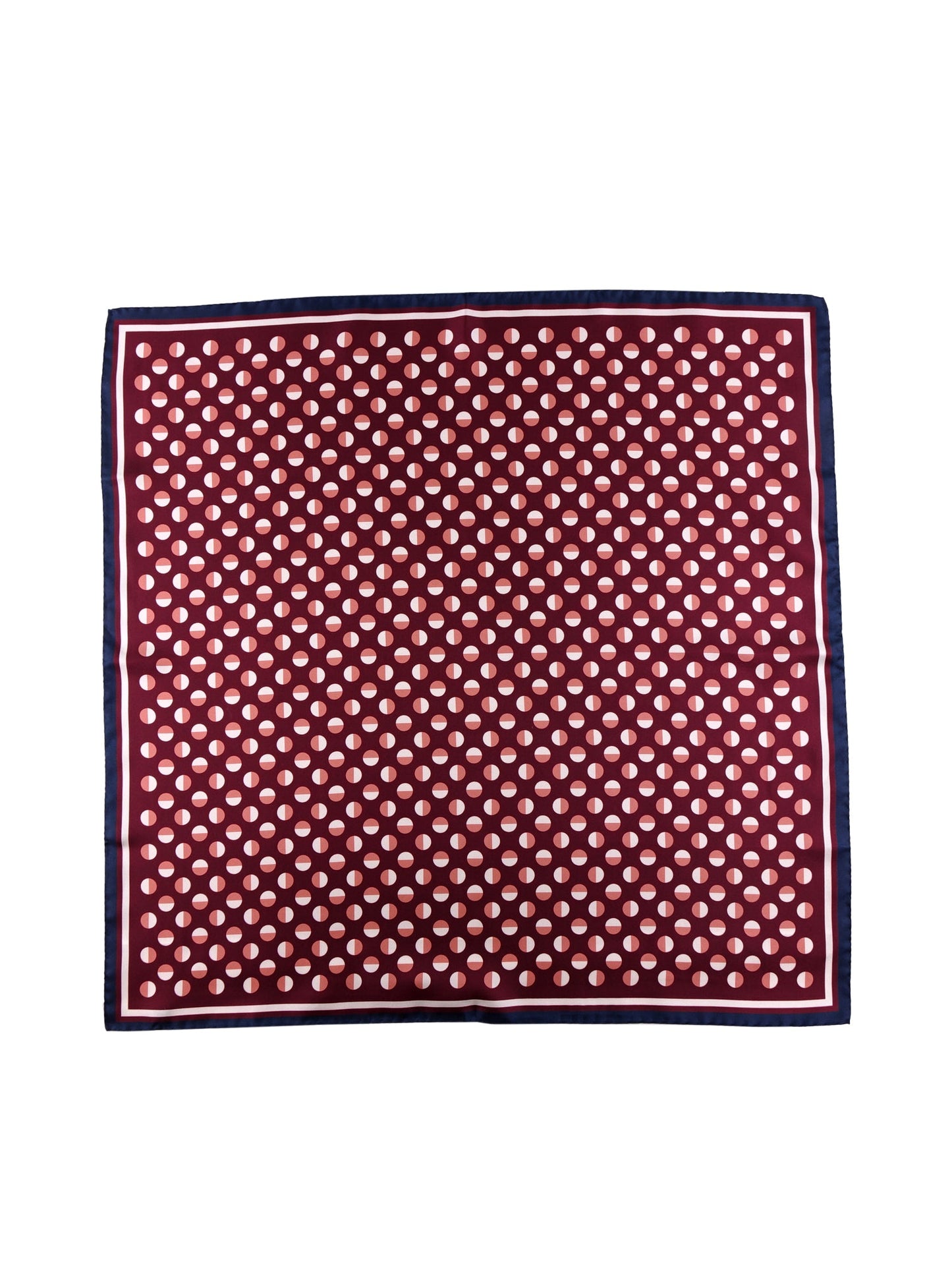 Men's foulard with burgundy and navy blue polka dots in printed silk SMEAGOL