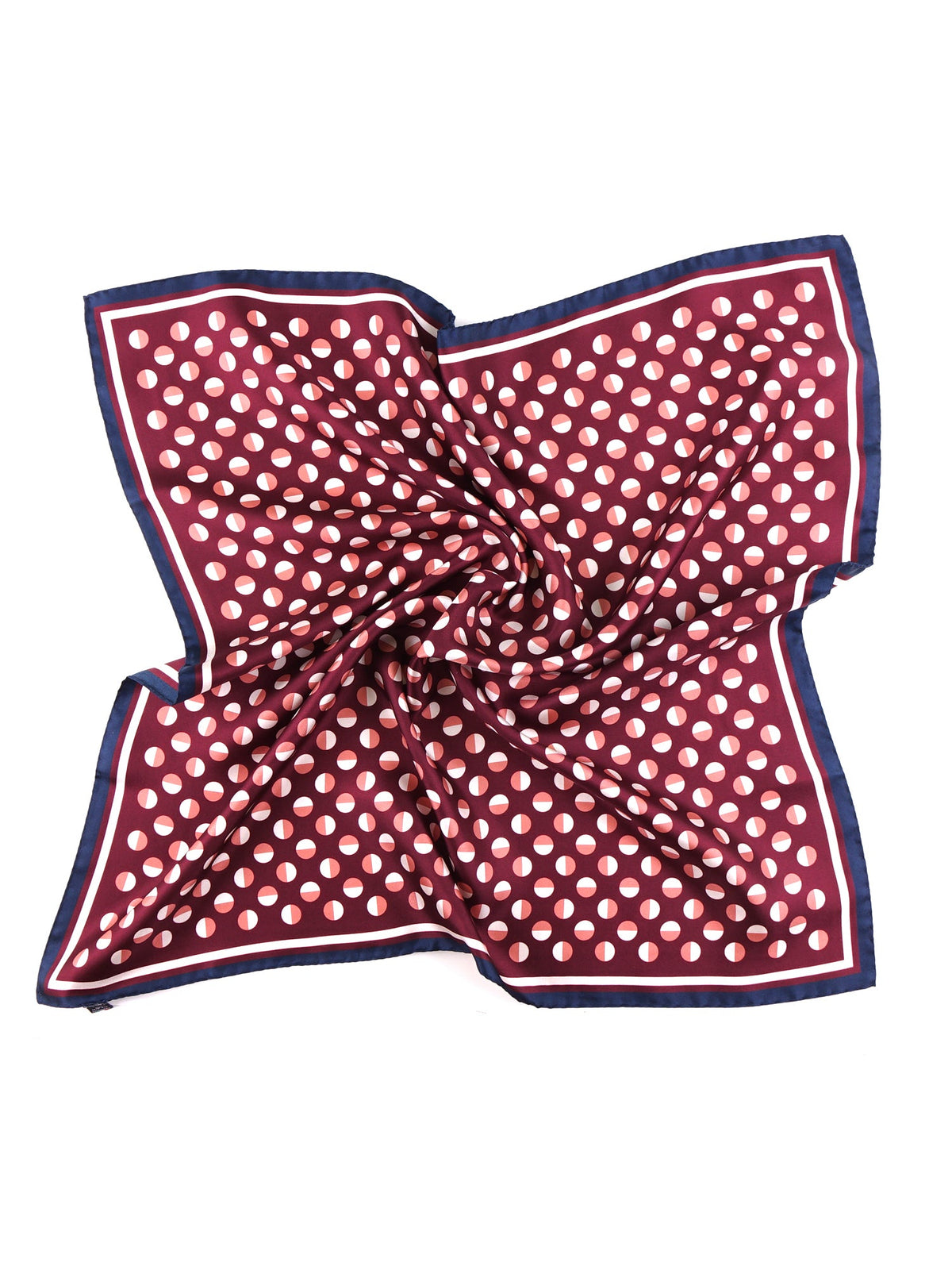 Men's foulard with burgundy and navy blue polka dots in printed silk SMEAGOL