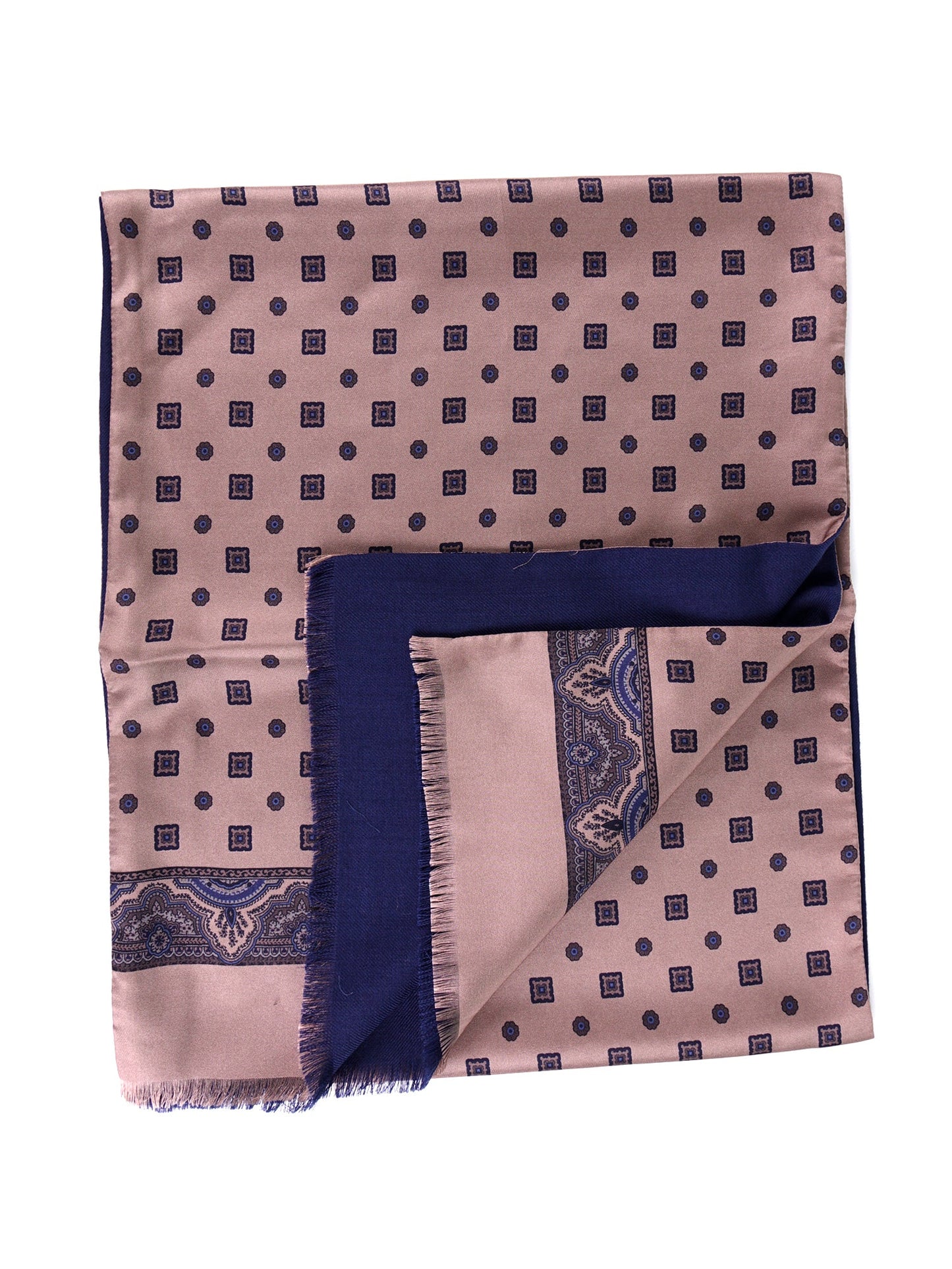 Double-sided printed silk\wool scarf SPORTY beige