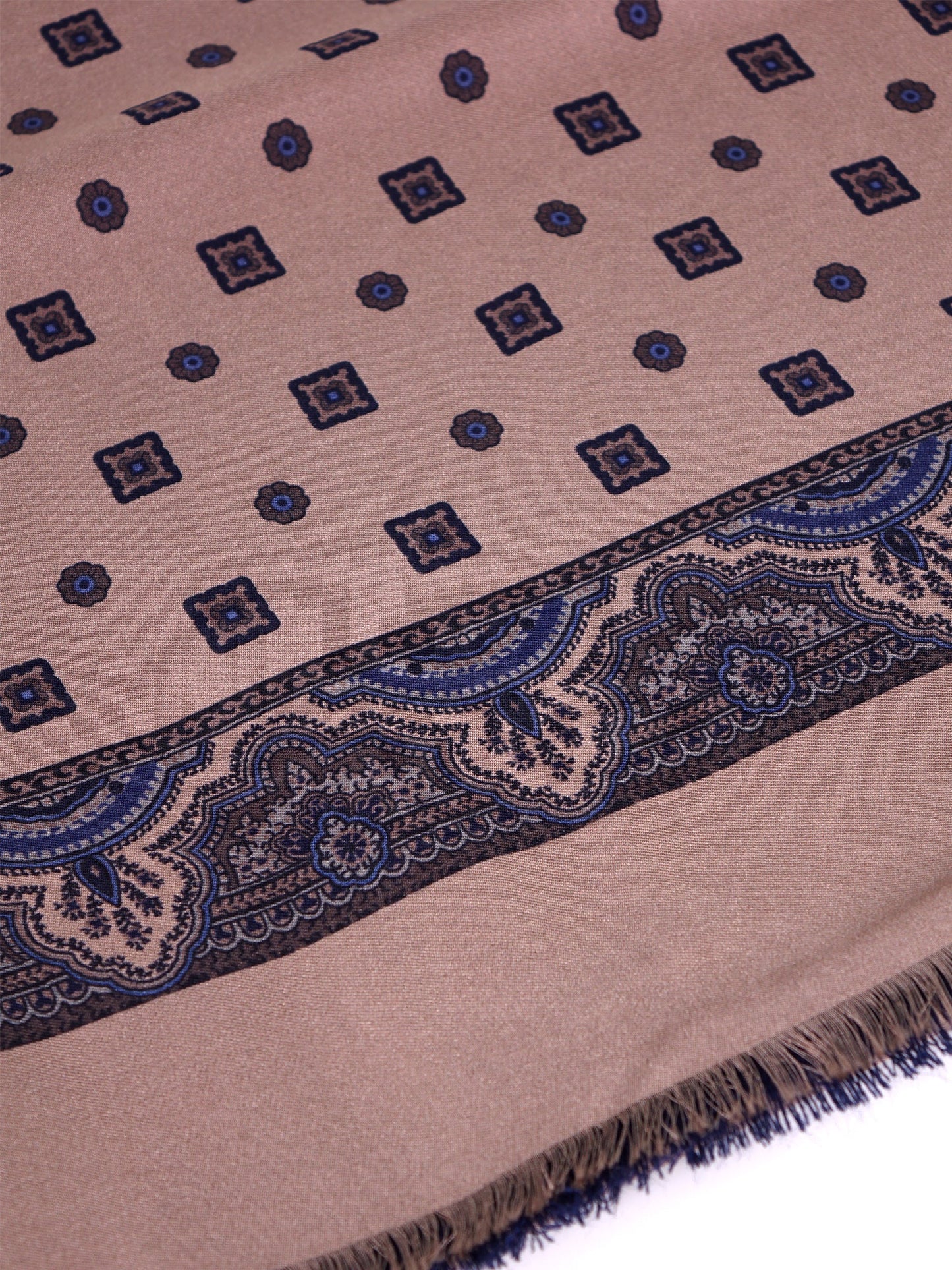 Double-sided printed silk\wool scarf SPORTY beige