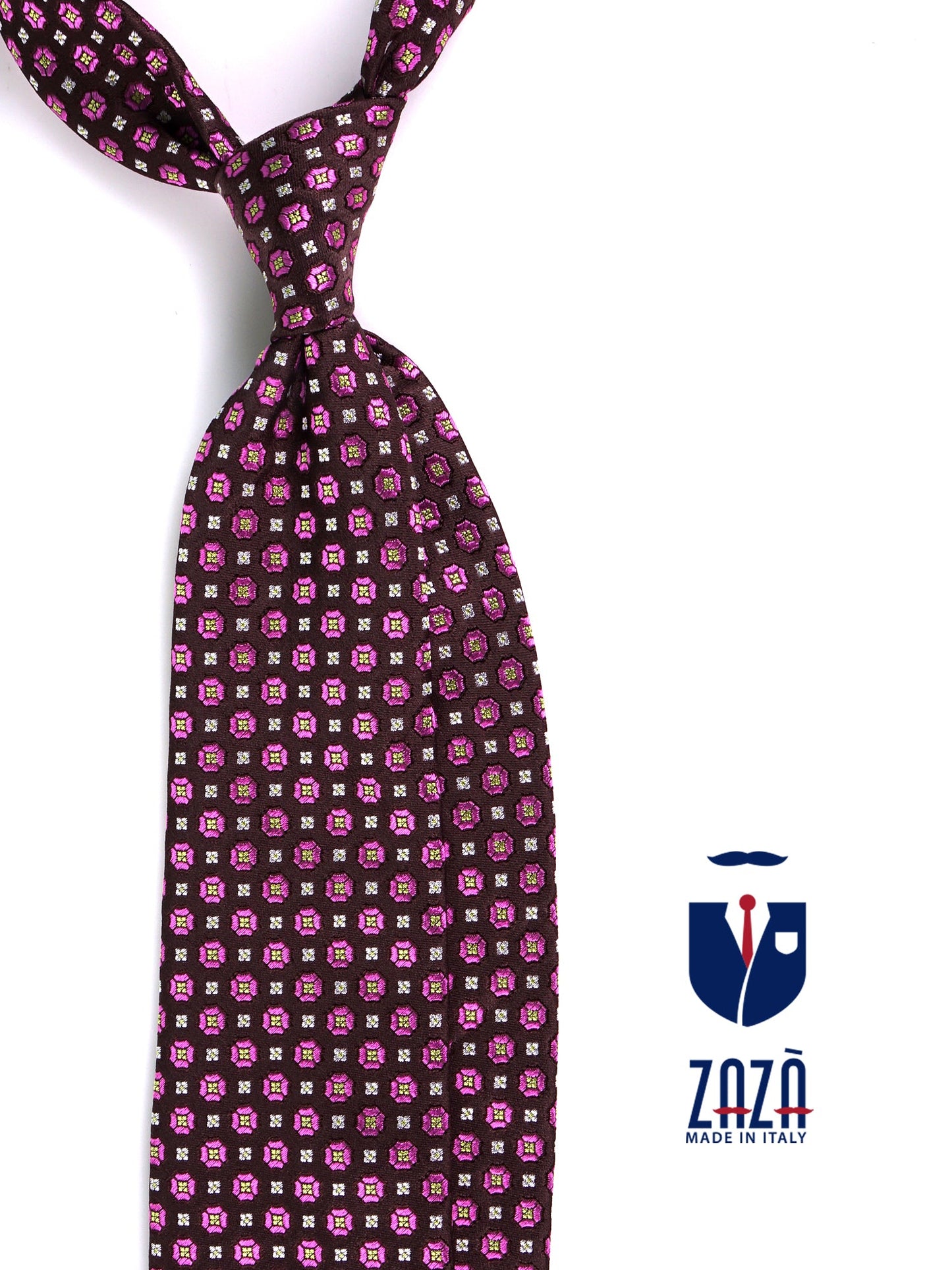 STACEY 3-fold tie in brown woven silk