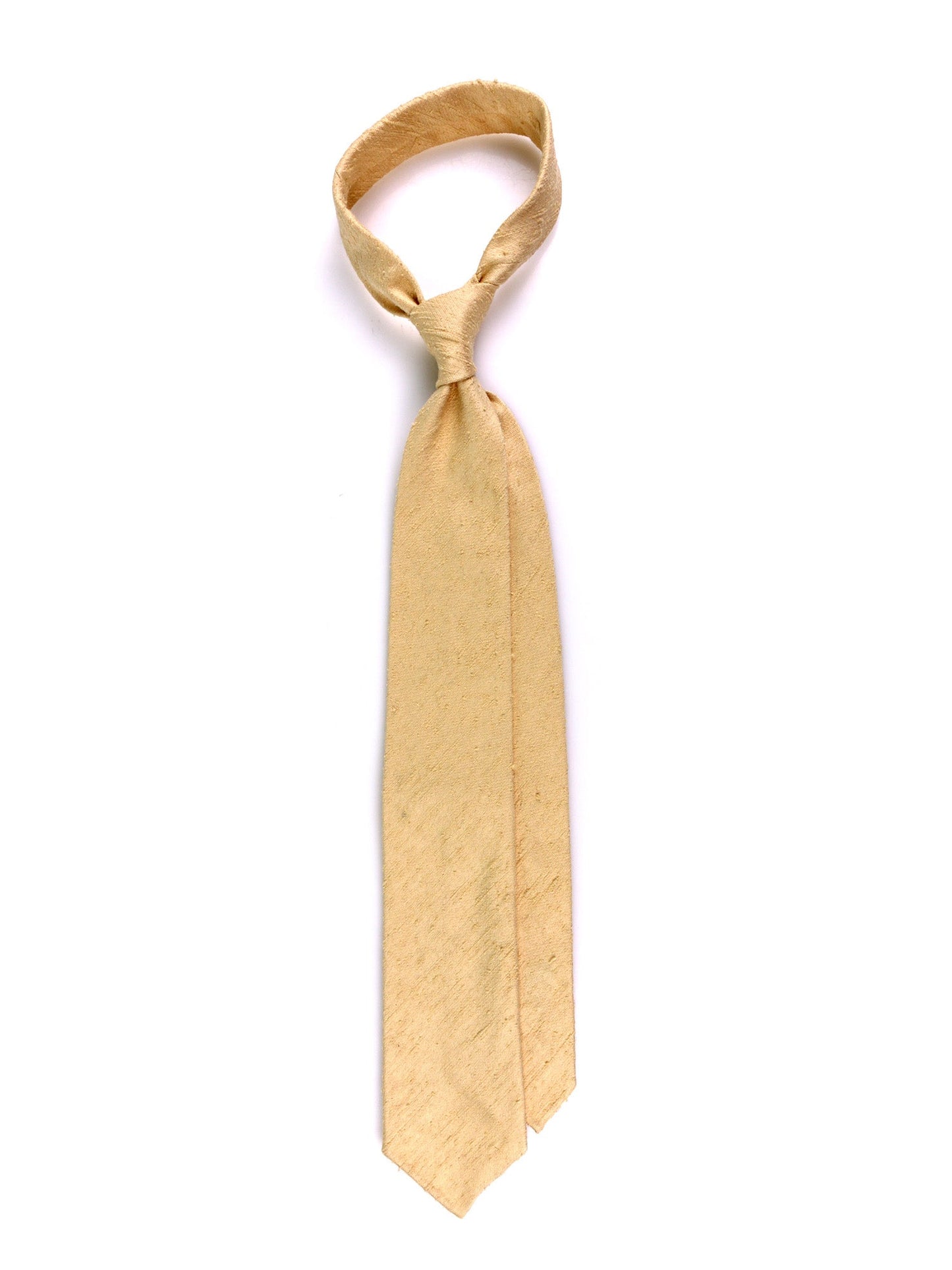 Unlined 3 Fold Tie FARMA gold shantung silk