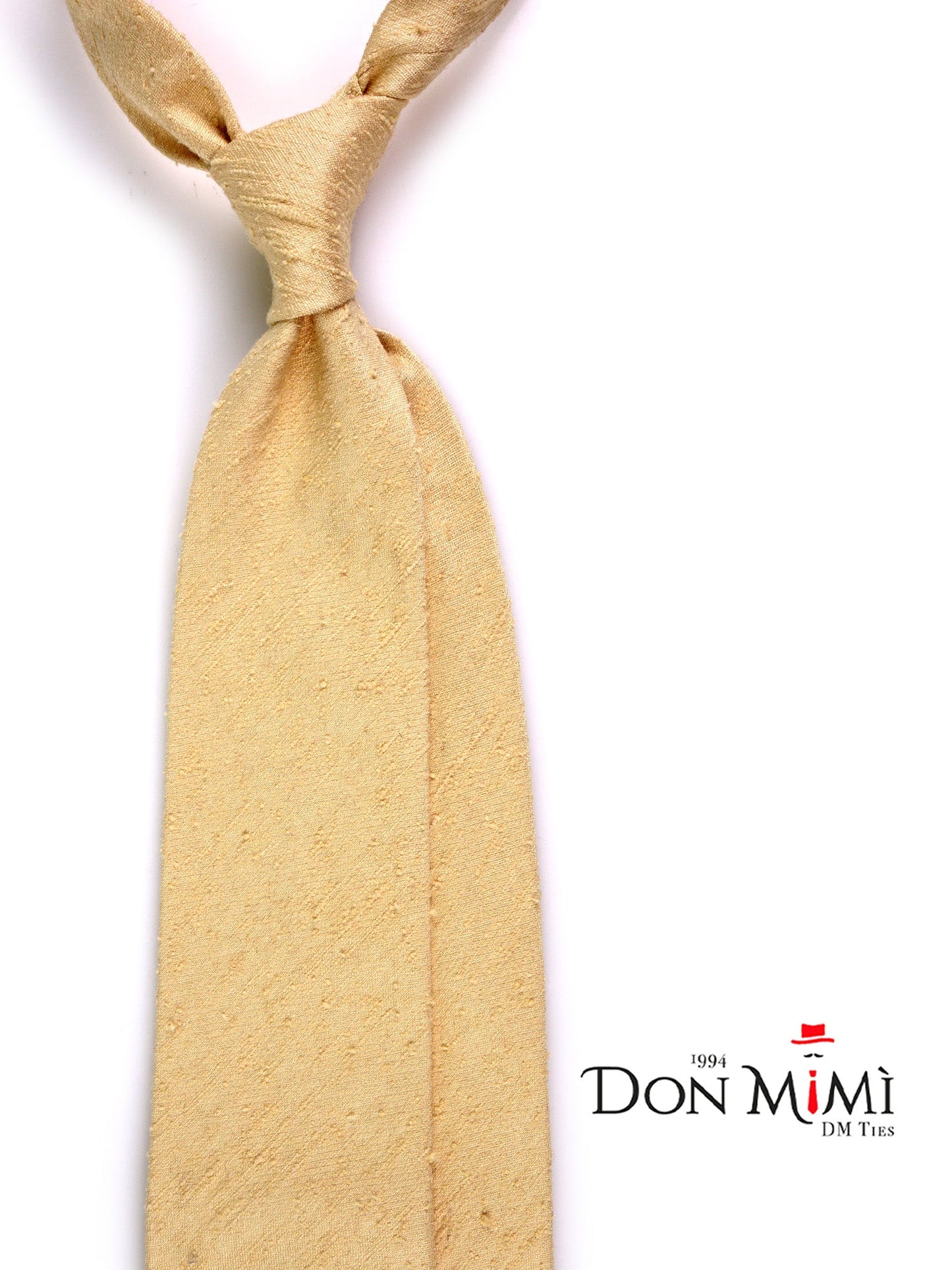 Unlined 3 Fold Tie FARMA gold shantung silk