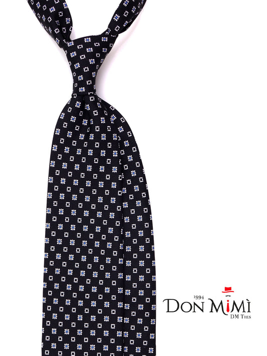 STRIKE 3-fold tie in black printed silk