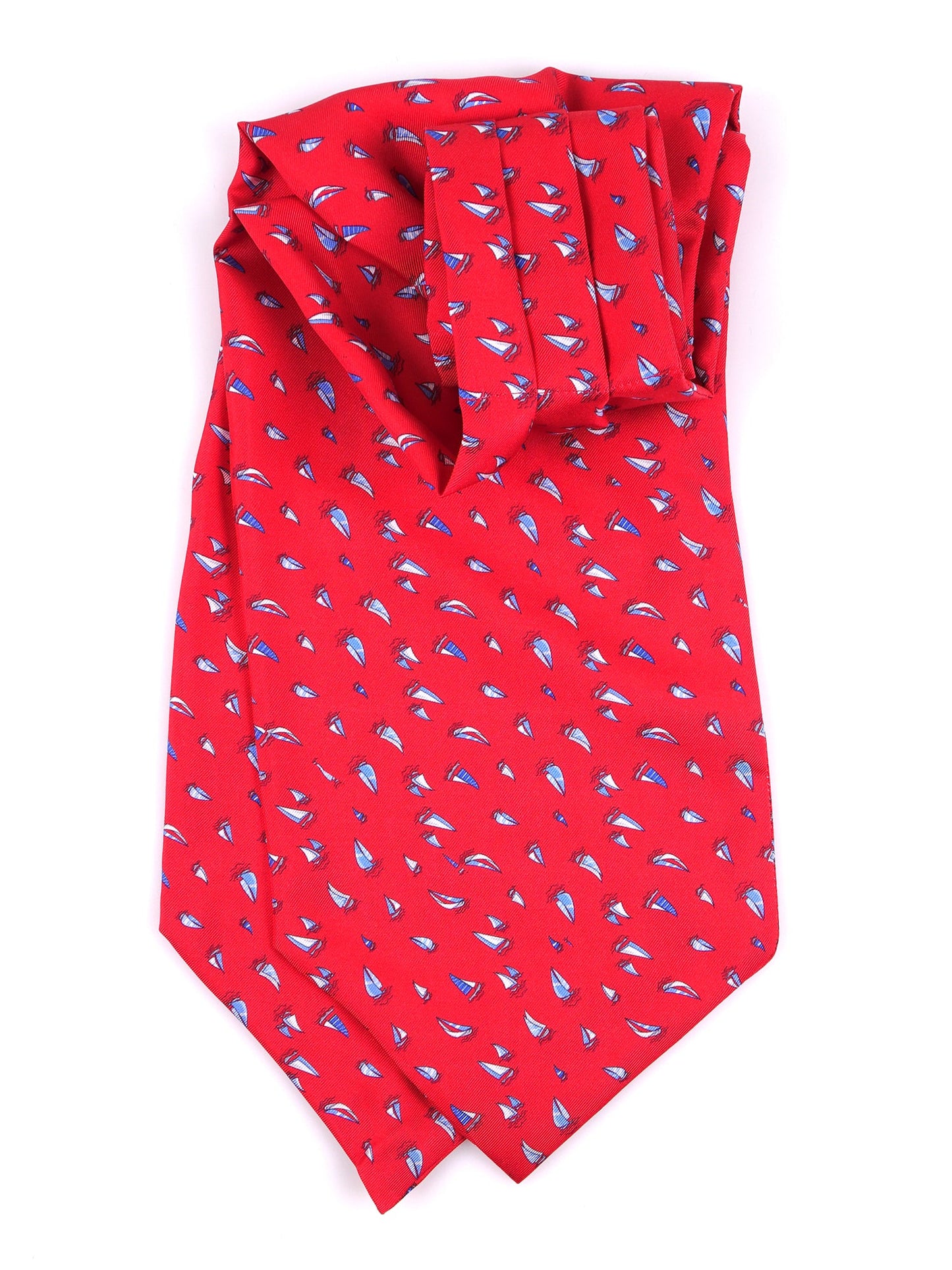 Red double-pointed printed silk ascot SUNFLARE