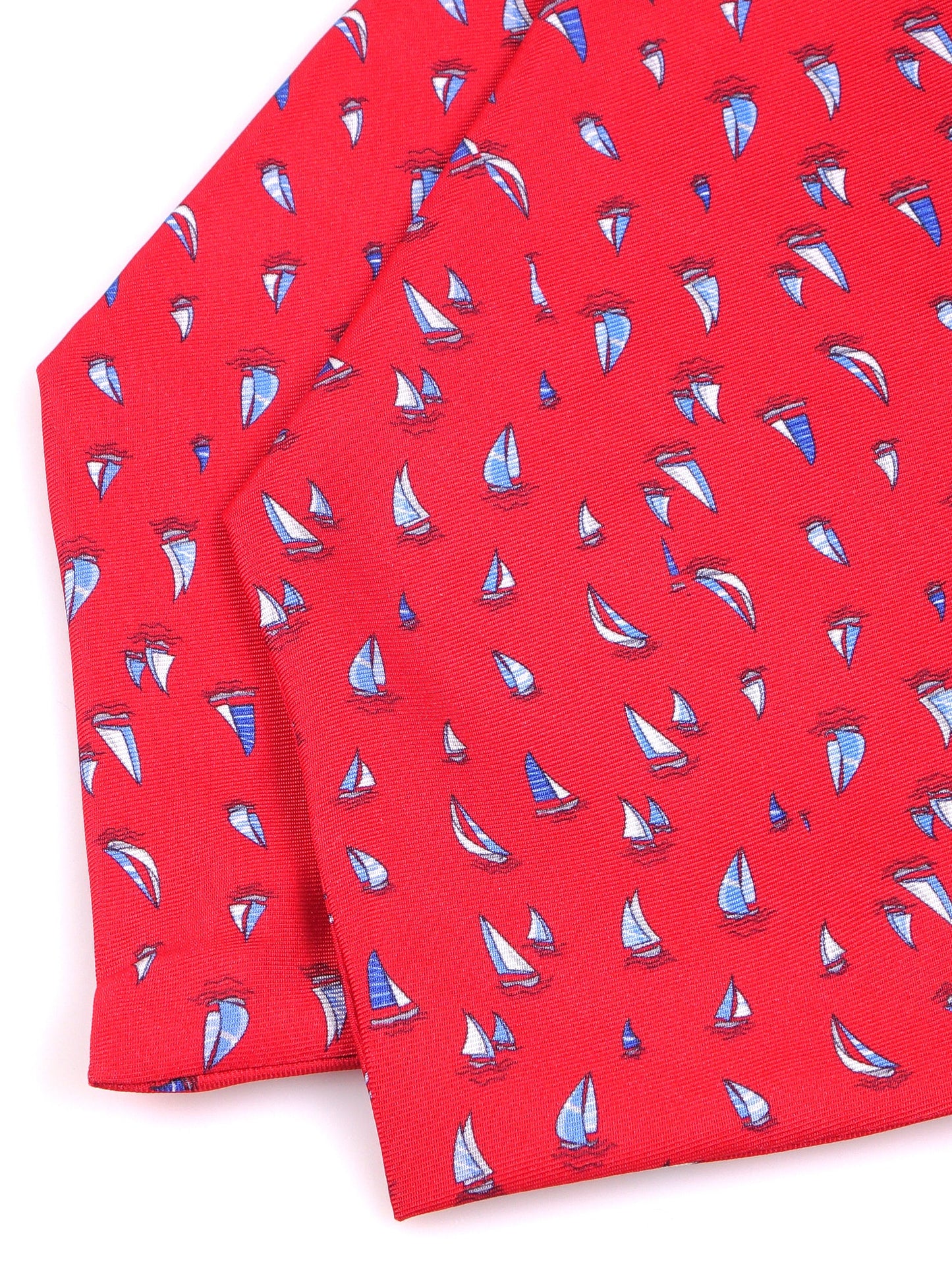 Red double-pointed printed silk ascot SUNFLARE