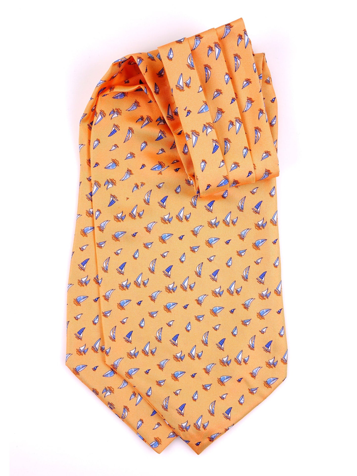 SUNFLARE double-pointed yellow printed silk ascot