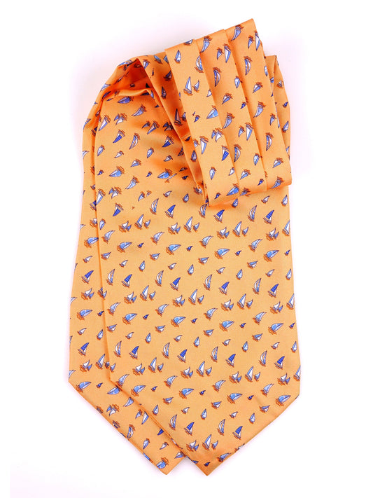 SUNFLARE double-pointed yellow printed silk ascot
