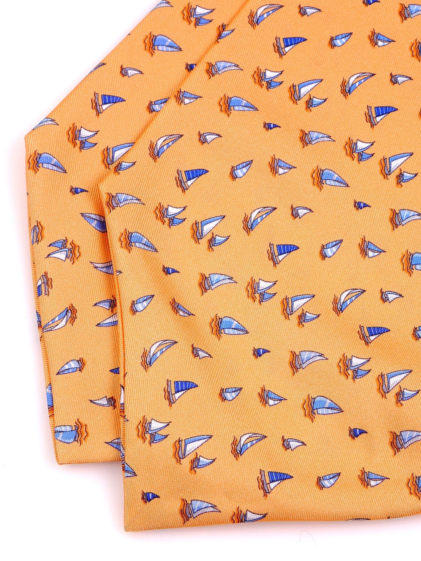 SUNFLARE double-pointed yellow printed silk ascot