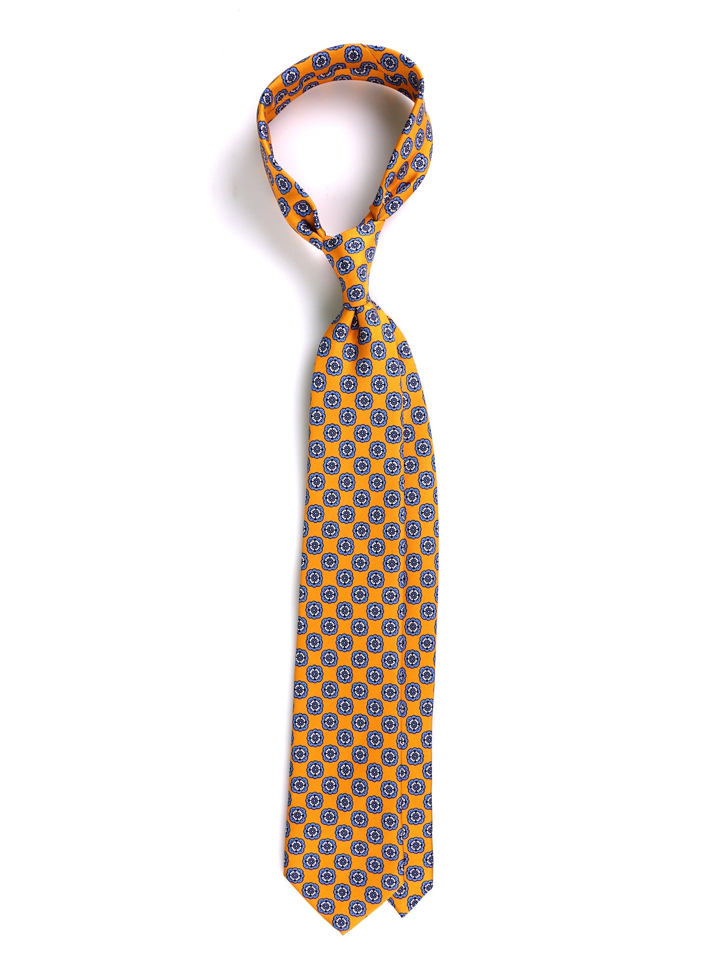 3-fold yellow SUNFLOWER tie English printed silk