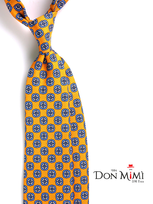 3-fold yellow SUNFLOWER tie English printed silk