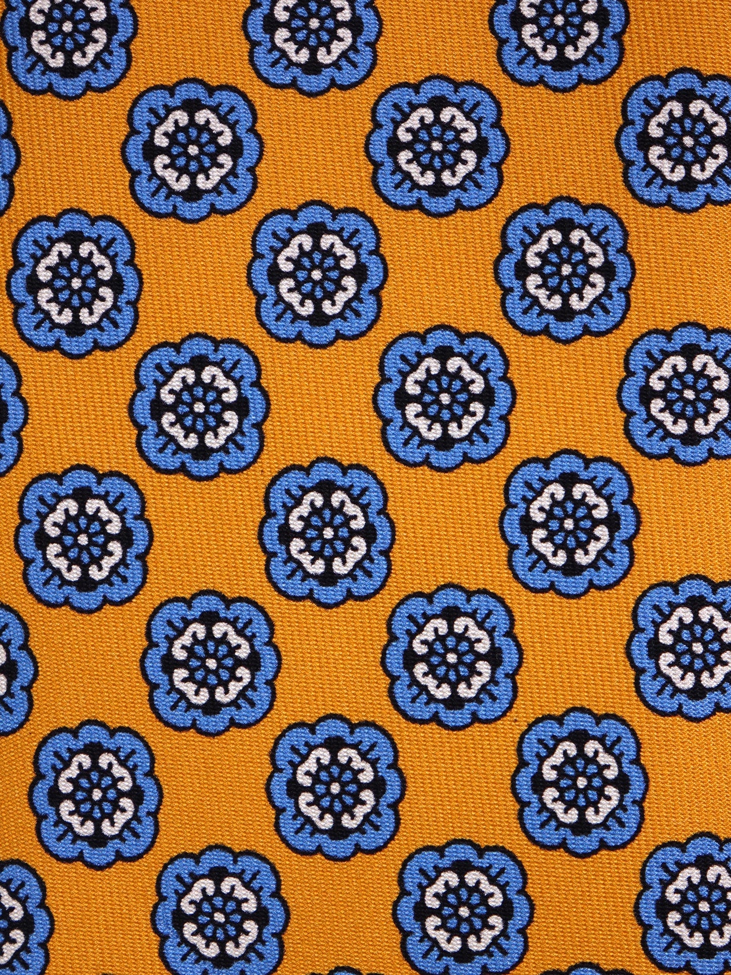 3-fold yellow SUNFLOWER tie English printed silk