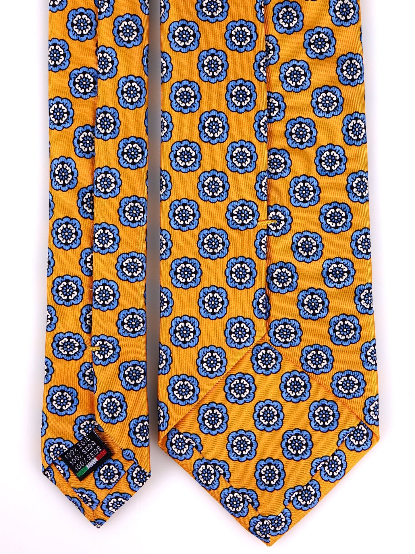 3-fold yellow SUNFLOWER tie English printed silk