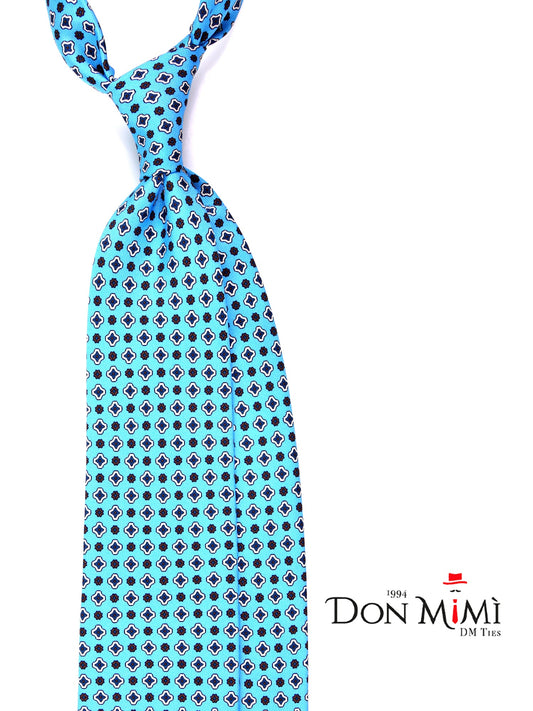 SUNSPOT 3 folds tie in light blue English printed silk