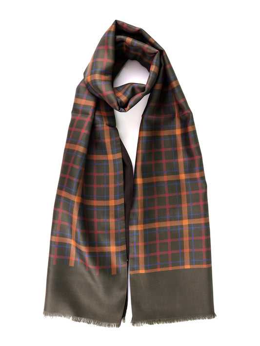 SWINGS green double-sided silk and wool scarf