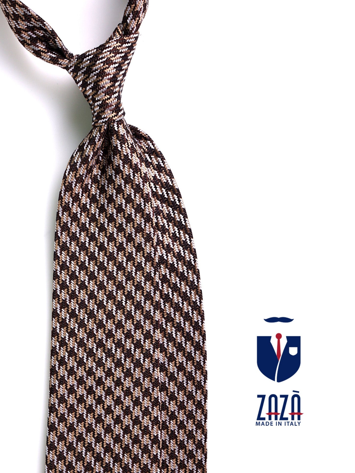 TERRA Brown 3-Fold Jacquard Silk Tie