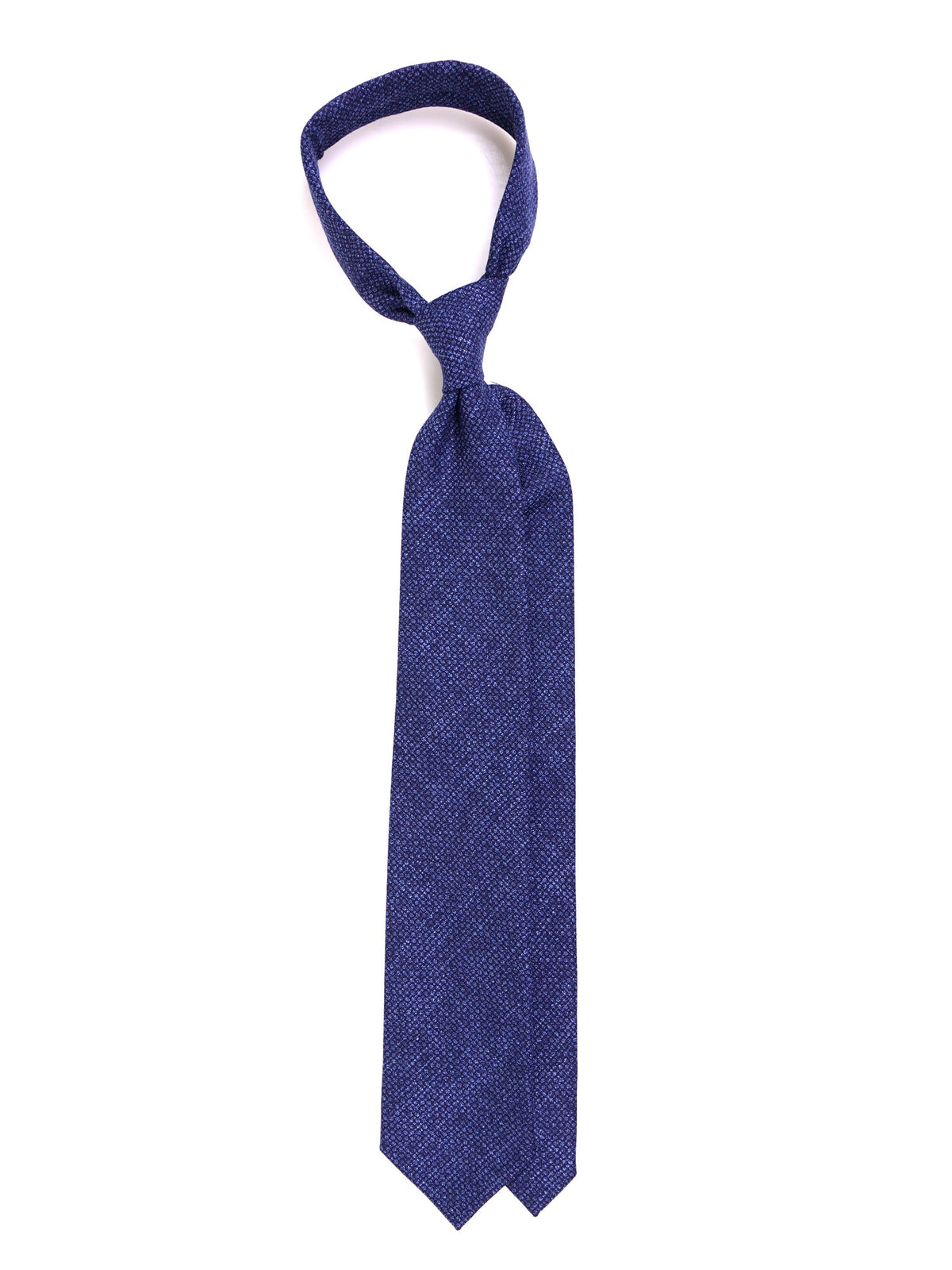 Blue silk/wool 3-fold tie TIMBER