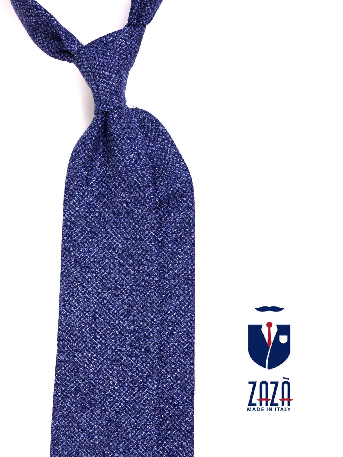 Blue silk/wool 3-fold tie TIMBER
