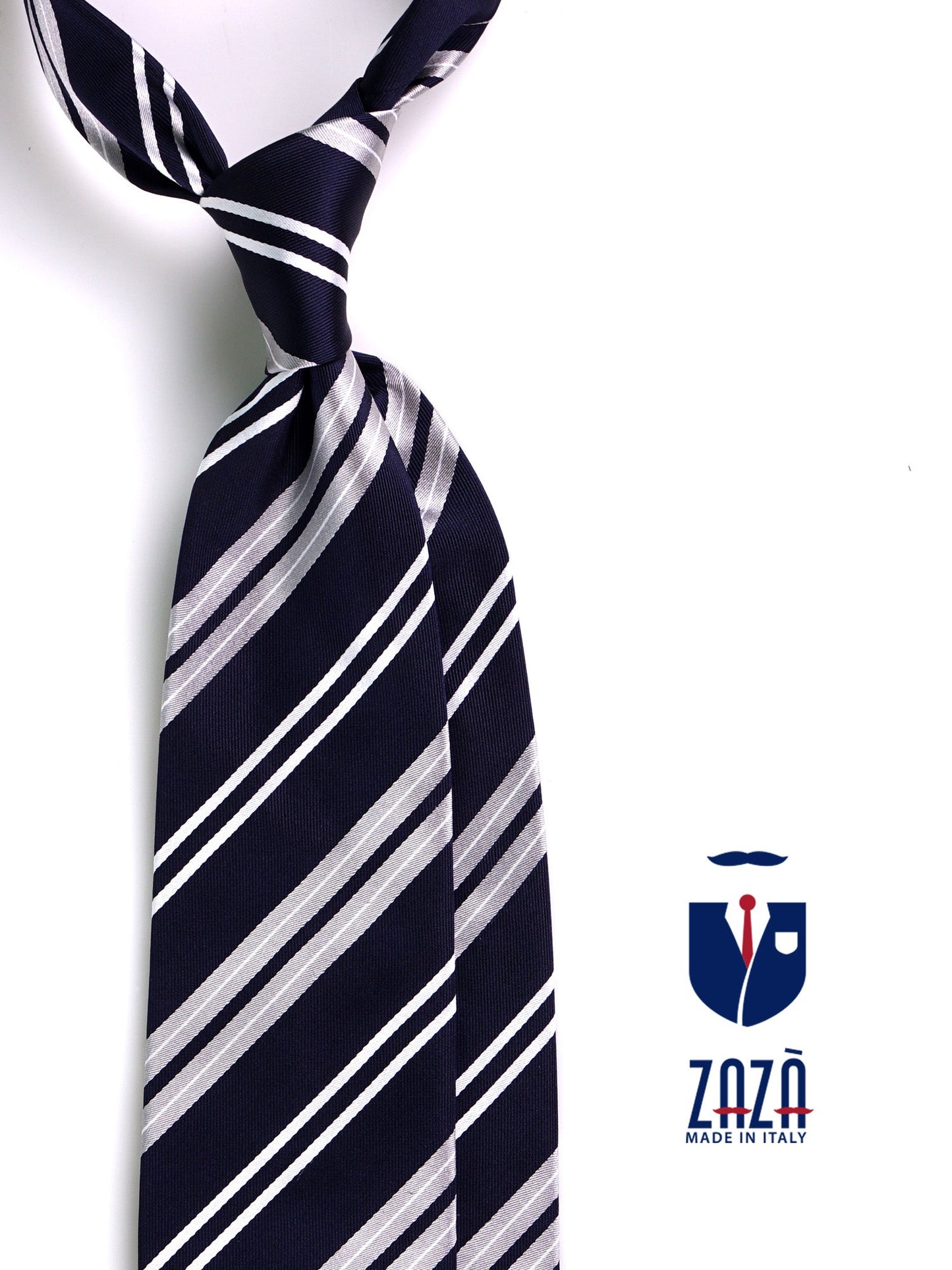TITANIUM 3-fold dark blue jacquard silk tie