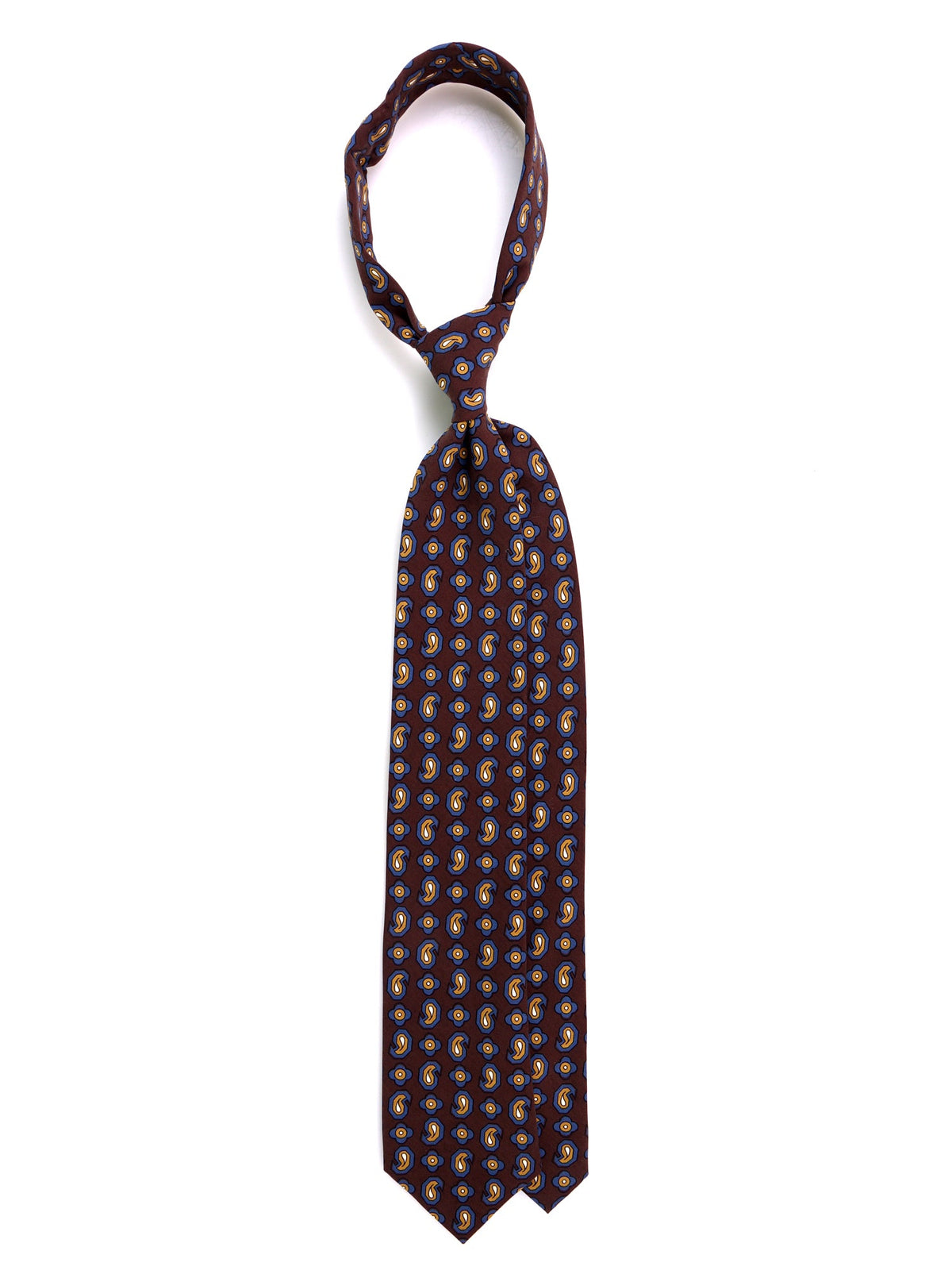 Brown 3-fold madder silk tie TOMMY