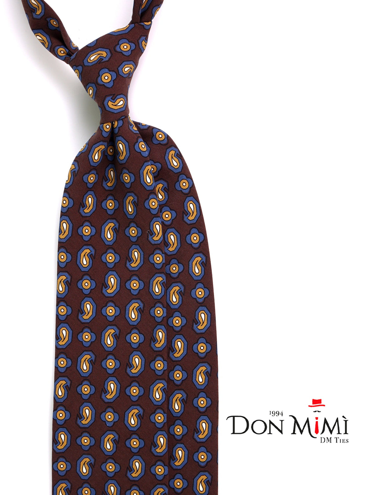 Brown 3-fold madder silk tie TOMMY