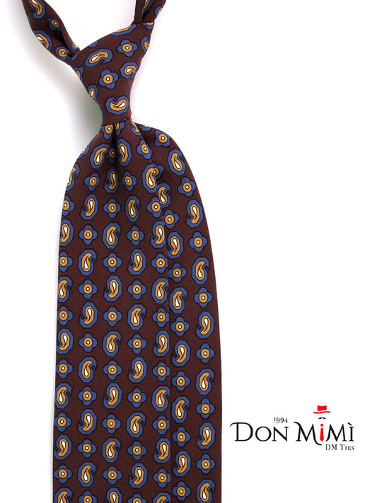 Brown 3-fold madder silk tie TOMMY