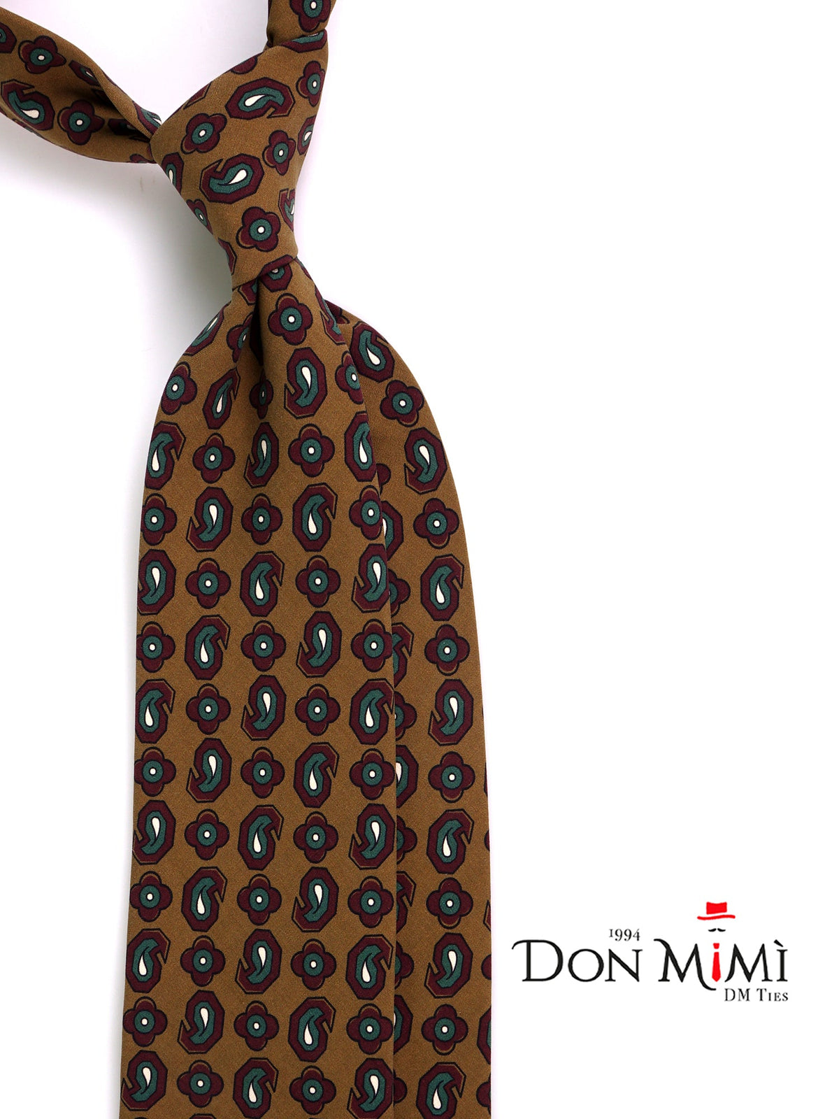 Green 3-fold tie in madder silk TOMMY