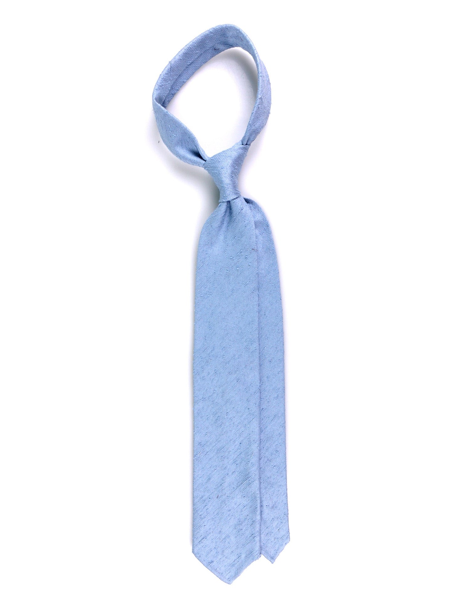 Unlined 3 Folds Tie FARMA light blue shantung silk