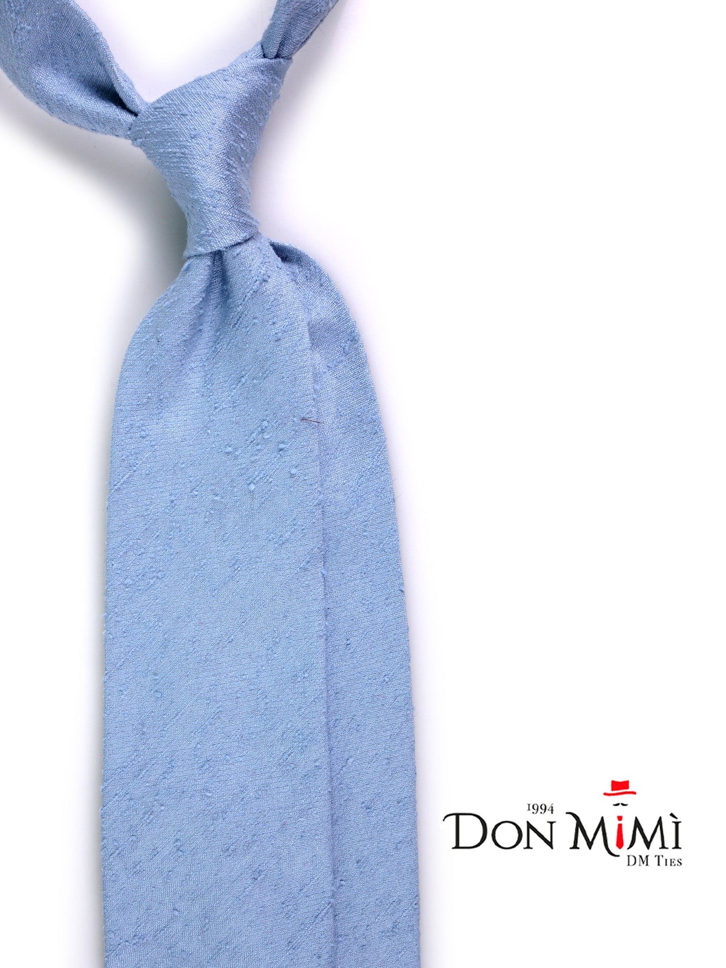 Unlined 3 Folds Tie FARMA light blue shantung silk