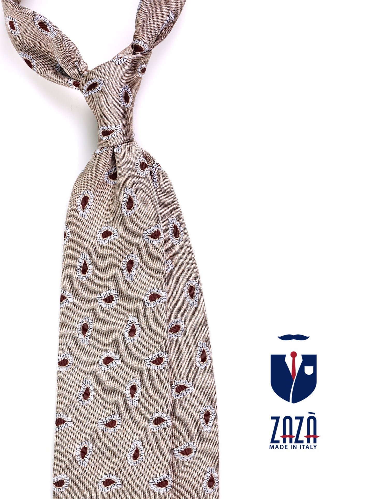 TRENT 3-fold tie beige silk\cotton